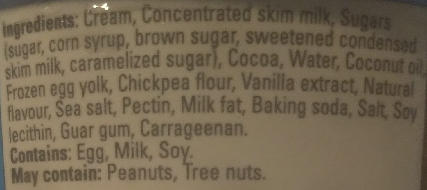 Karamel Sutra Core Ice Cream - Ingredients