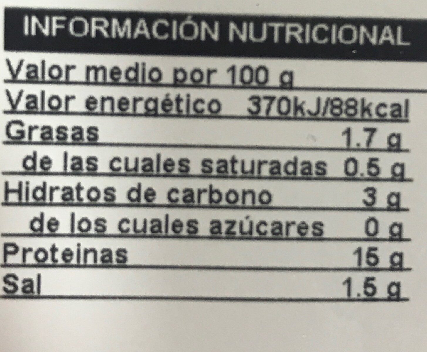 Finísimo pavo menos sal - Nutrition facts - es