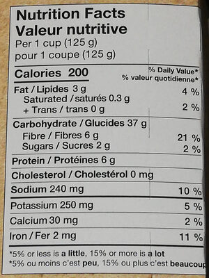 Quinoa blanc et rouge - Tableau nutritionnel - en