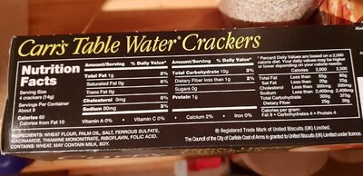 Table Water Crackers original - Ingrédients