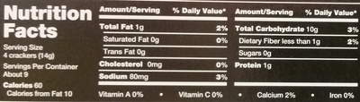 Table Water Crackers original - Voedingswaarden - en