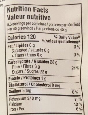 Sundried figs - Nutrition facts - fr