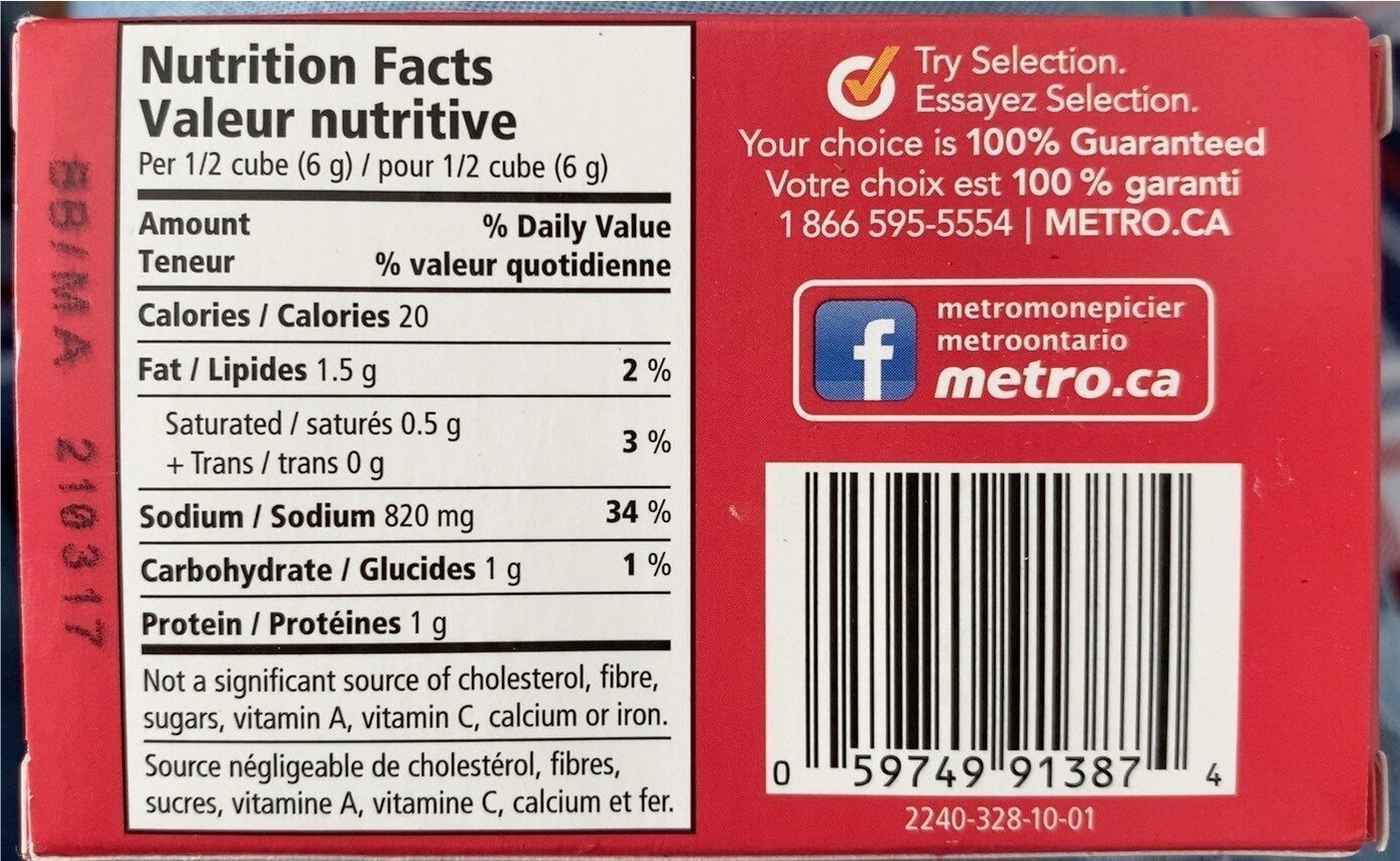 Bouillon de boeuf - Nutrition facts - fr