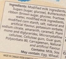 Butterscotch Ripple Ice Milk - Ingredients