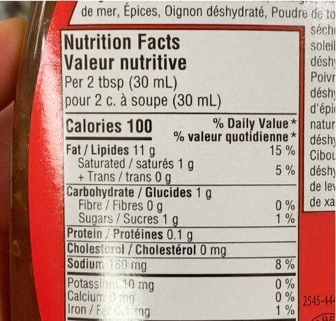 Naturalia - Nutrition facts - fr