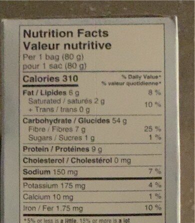 Mais a eclater - Nutrition facts - fr