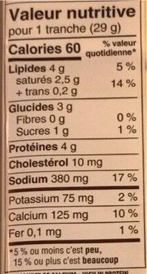 Cheddar style - Nutrition facts