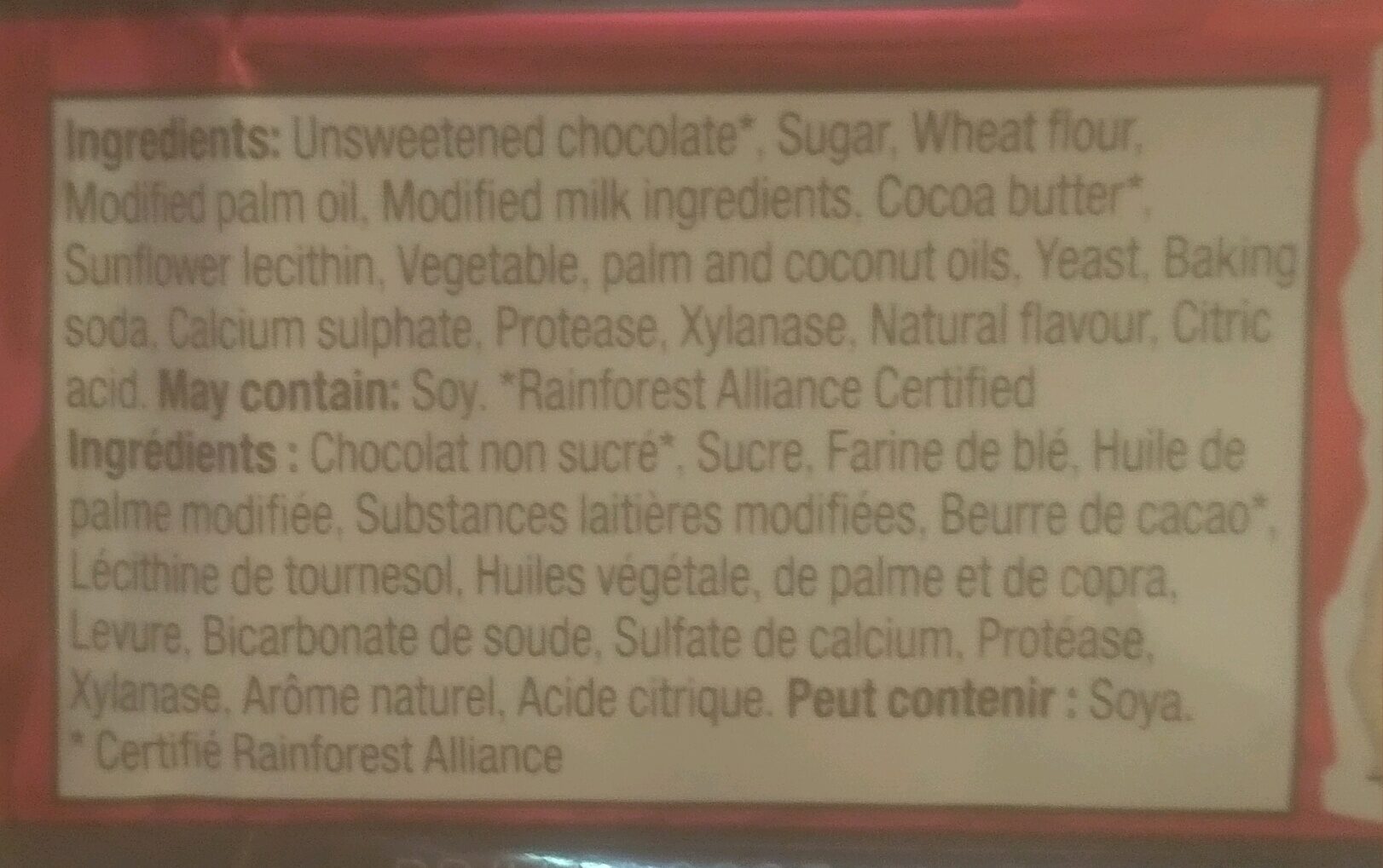 70% Dark Cocoa KitKat - Ingrédients - en