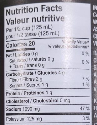 Sauerkraut Choucrout - Tableau nutritionnel