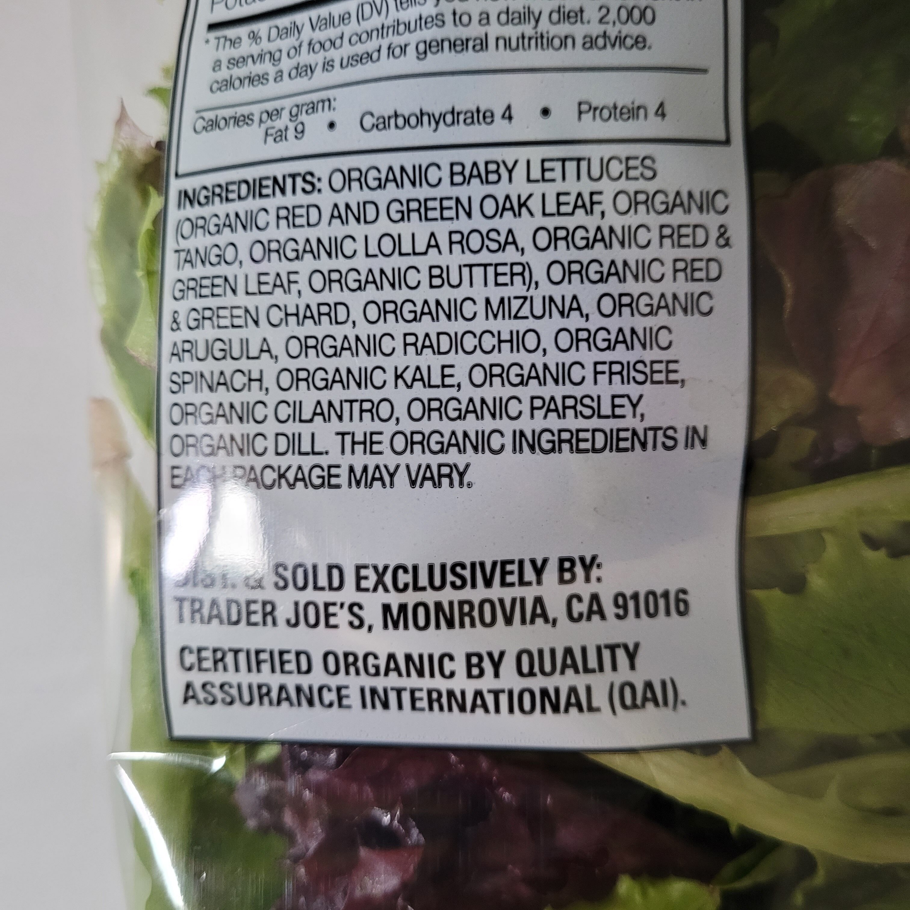 Organic Herb Salad Mix - Ingredients
