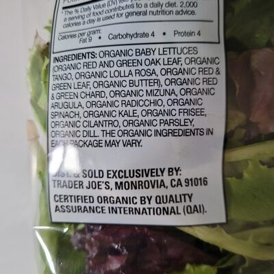 Organic Herb Salad Mix - Recycling instructions and/or packaging information