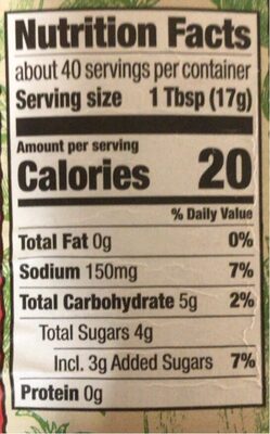 Organic Ketchup - Nutrition facts