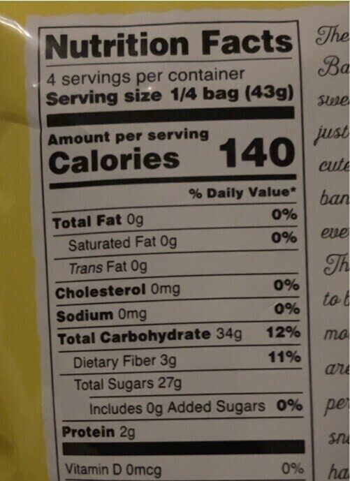 Dried baby bananas - Nutrition facts - fr