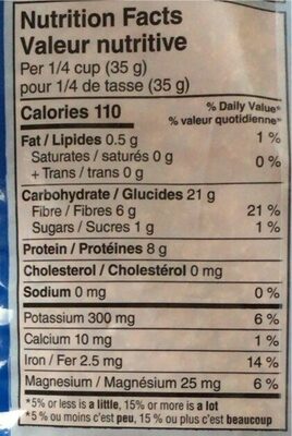 Red Split Lentils - Tableau nutritionnel