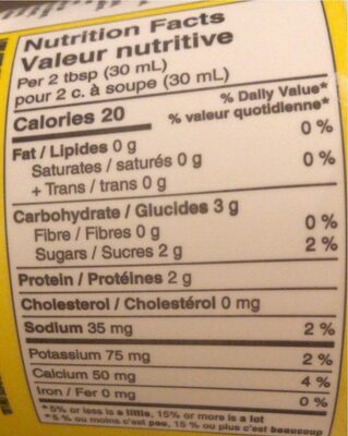 Sour Cream 0% - Tableau nutritionnel - en