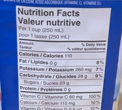 Jus de pomme - Nutrition facts