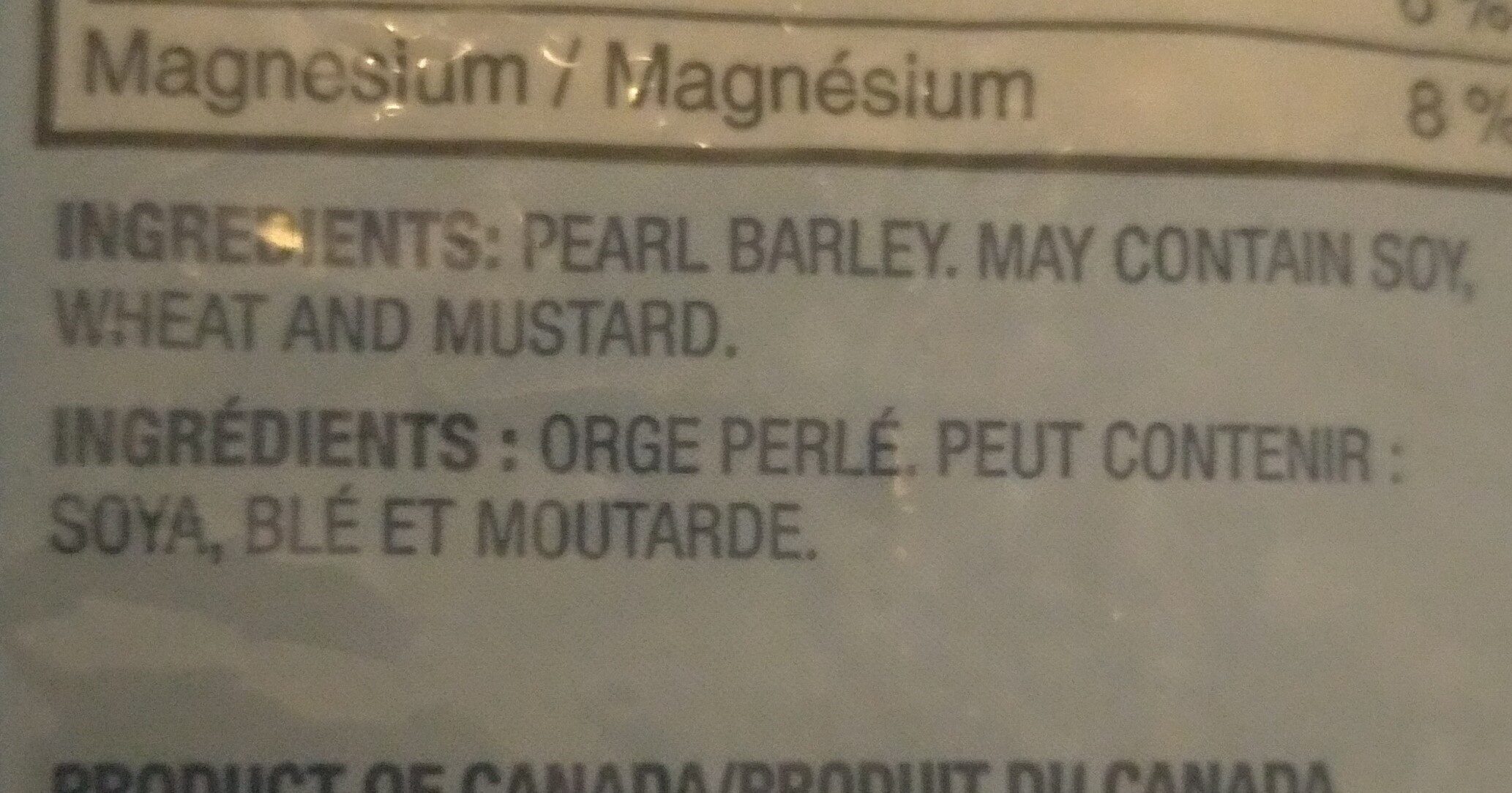 Pearl Barley - Ingredientes - en