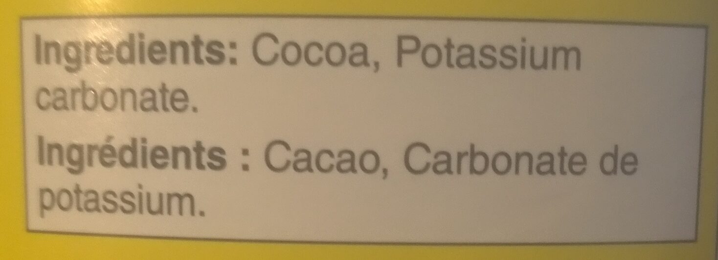 Cocoa - Ingrédients