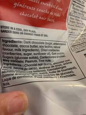 Dark Chocolate Cranberries - Ingredients - fr