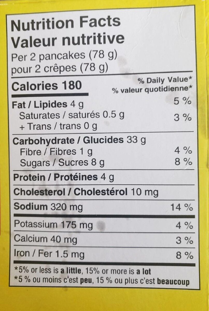 No name buttermilk pancakes - Tableau nutritionnel