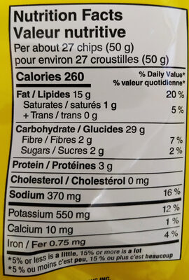 Barbecue Flavour Potato Chips - Nutrition facts