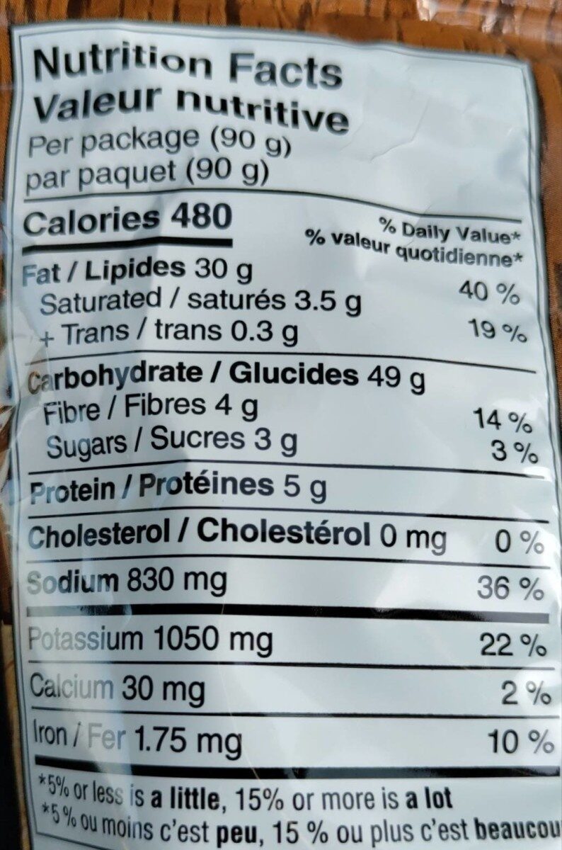 Juliennes a l'hickory - Nutrition facts