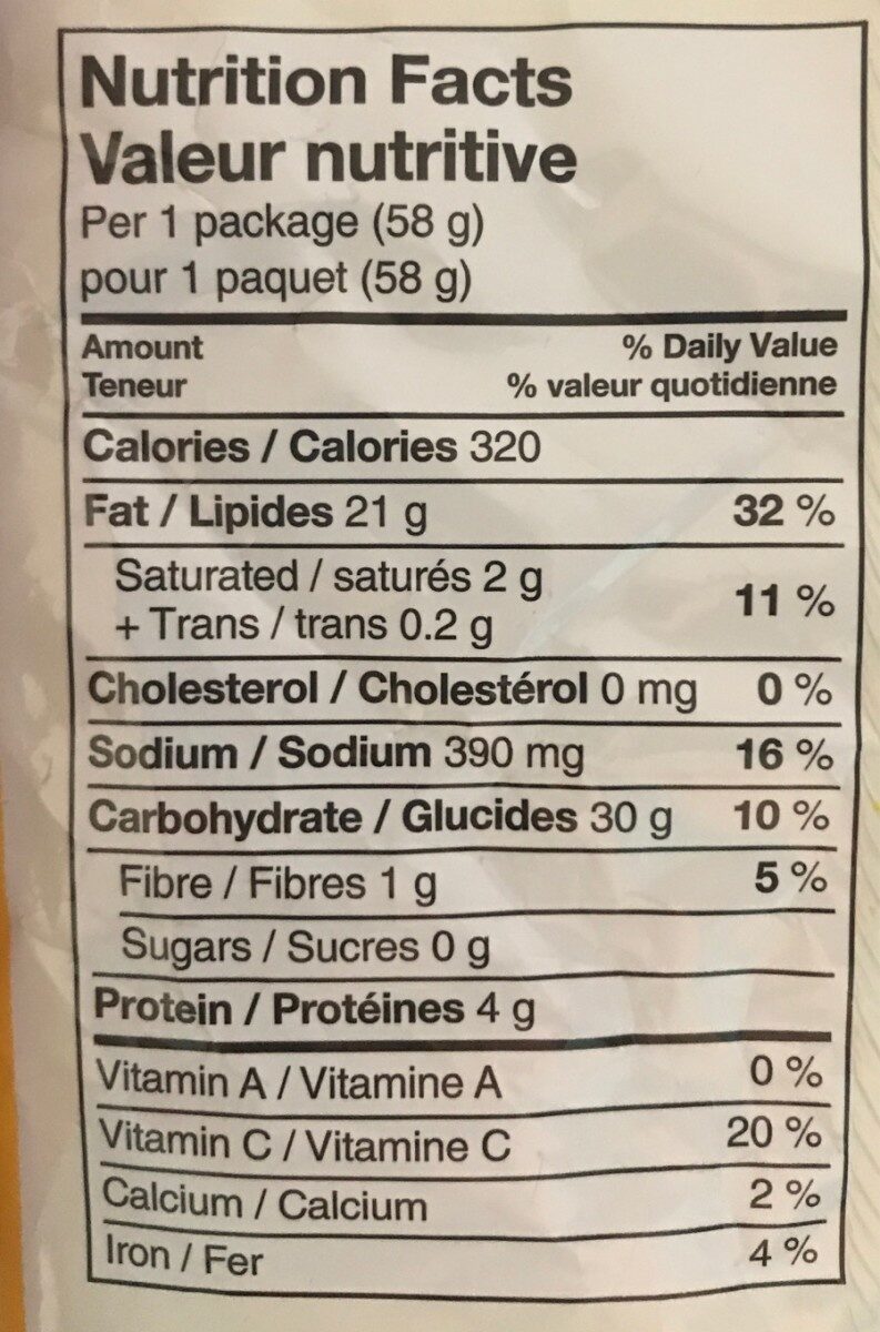 Classic - Nutrition facts - fr