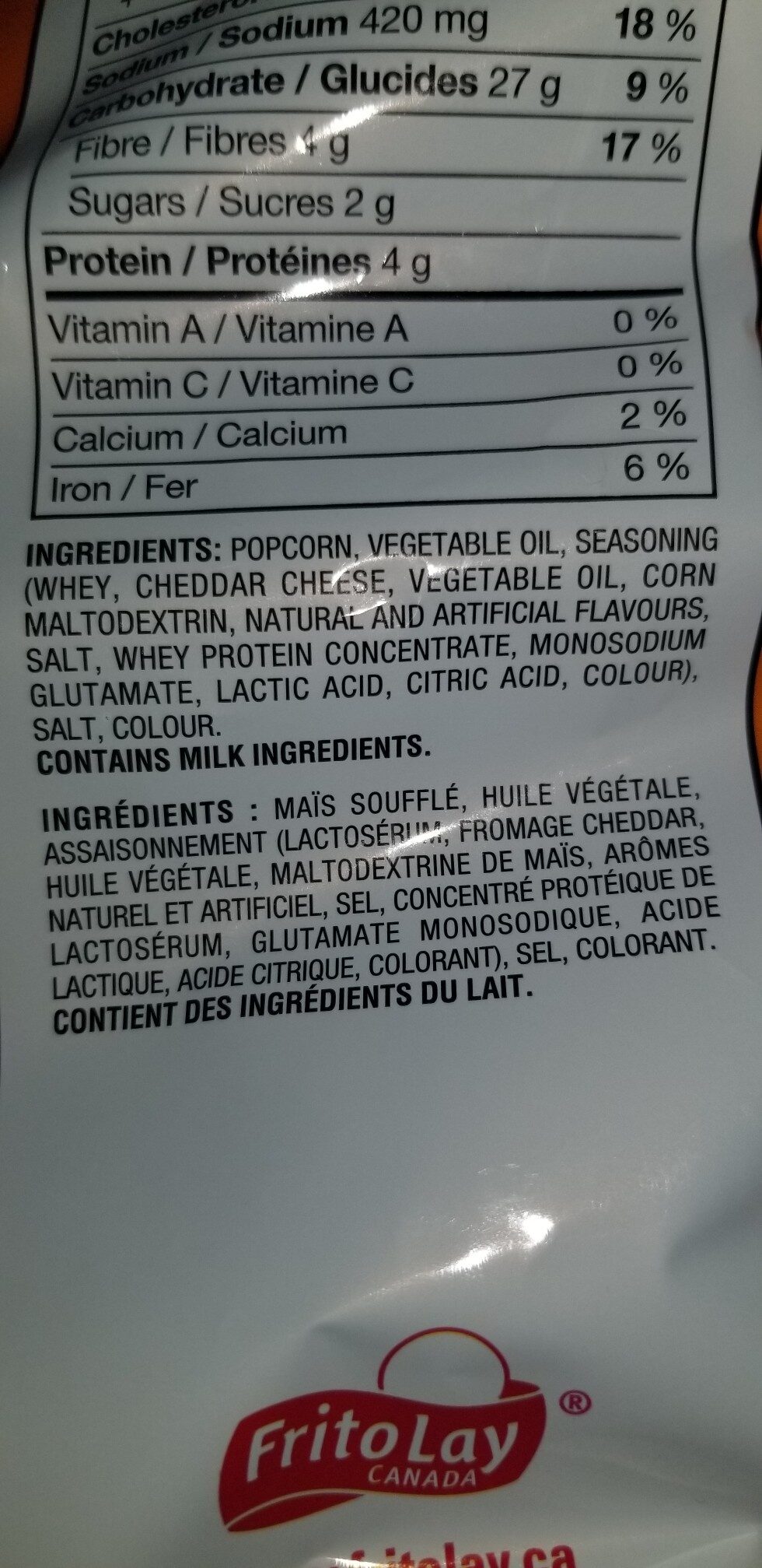 Chester’s popcorn cheese flavour - Ingredients