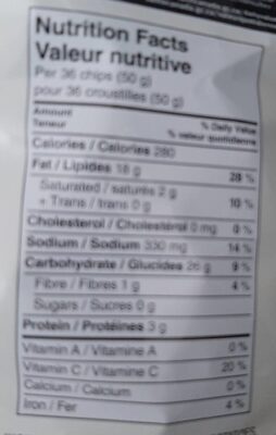 Chip Lay’s classique (nature) - Nutrition facts - fr