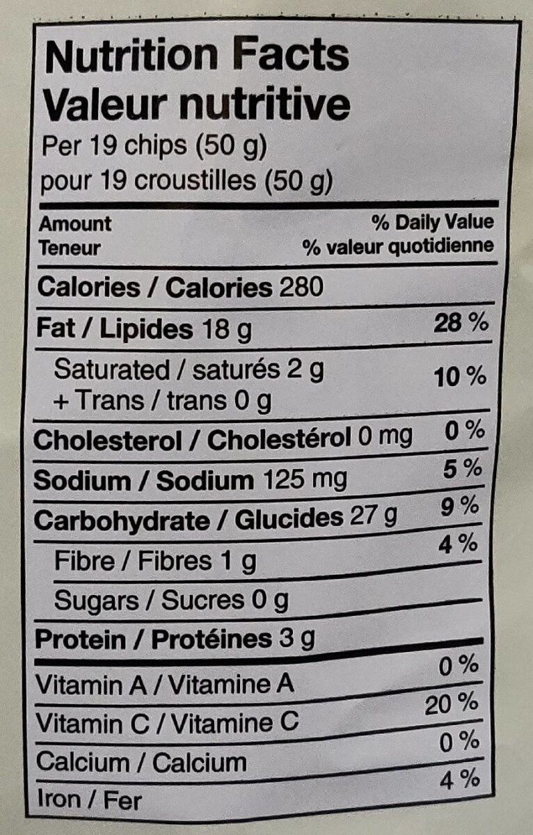 Croustilles ondulées légèrement salées - Nutrition facts - fr
