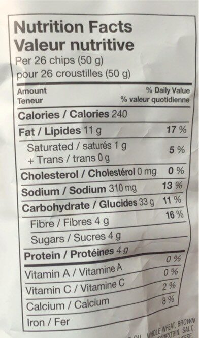 Sun chips - Nutrition facts - fr