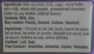 Milk Chocolate Dairy Milk - Ingrédients