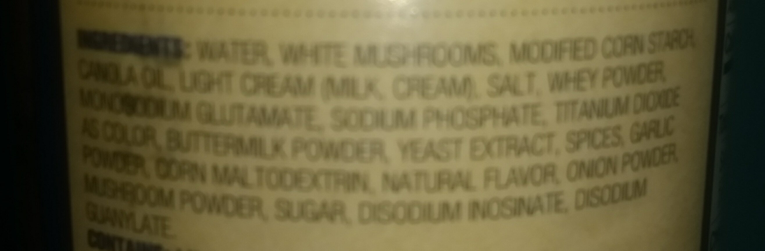 Cream of Mushroom Soup - Ingredients