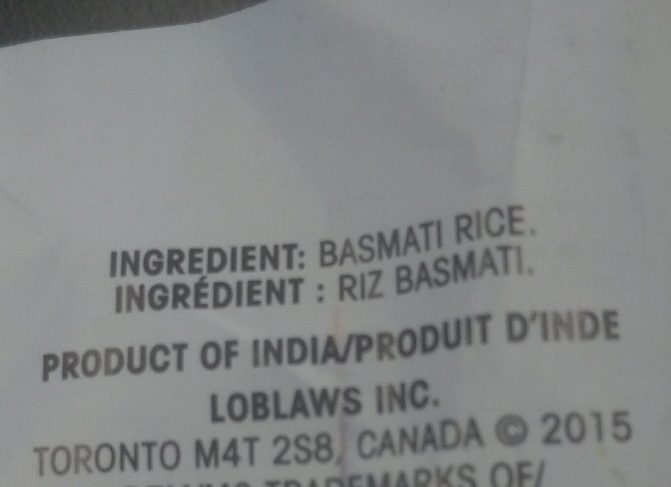 Aged Basmati Rice - Ingrédients