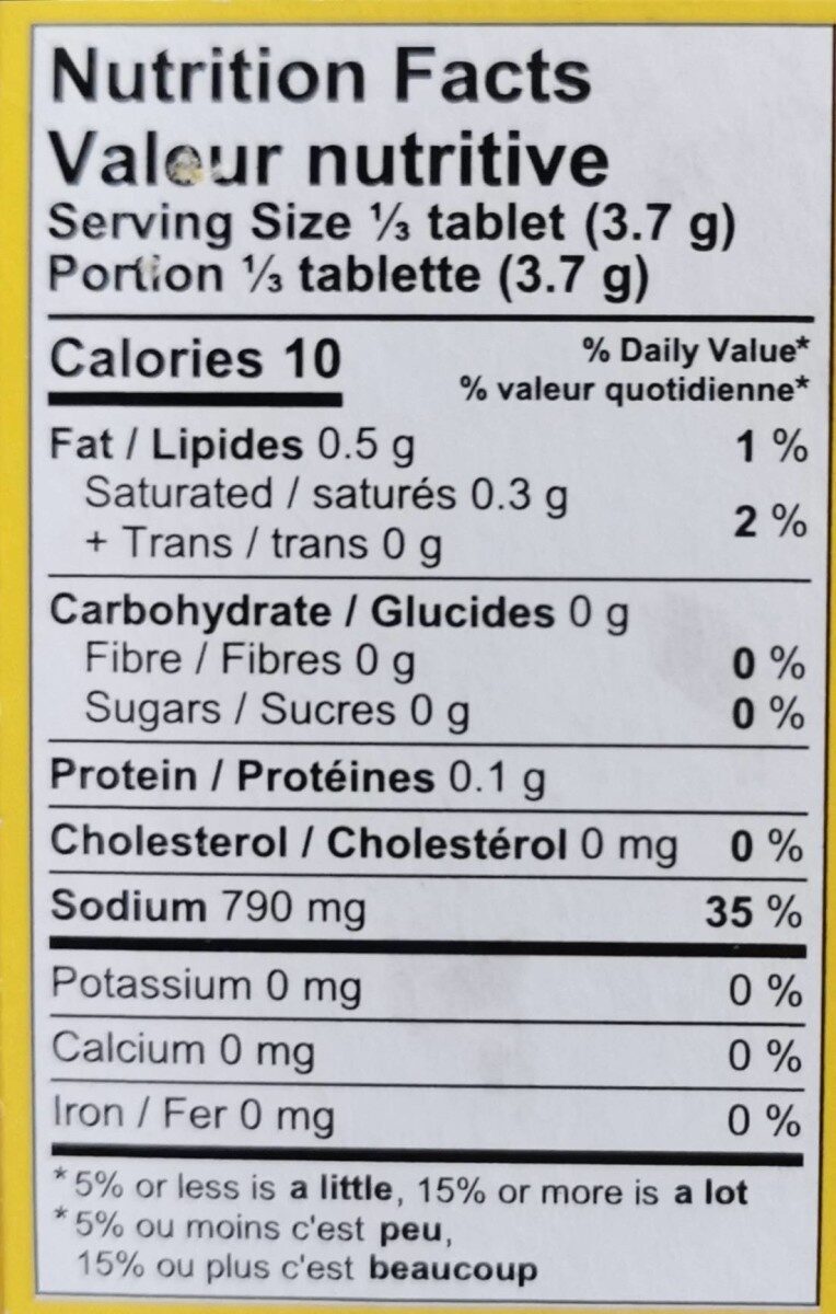 Mélange à bouillon Légumes - Nutrition facts
