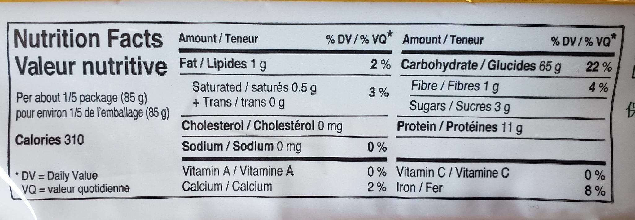 Bucatini #6 - Nutrition facts - fr