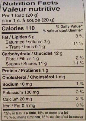 Nutella 2 pots x 1 kg - Tableau nutritionnel