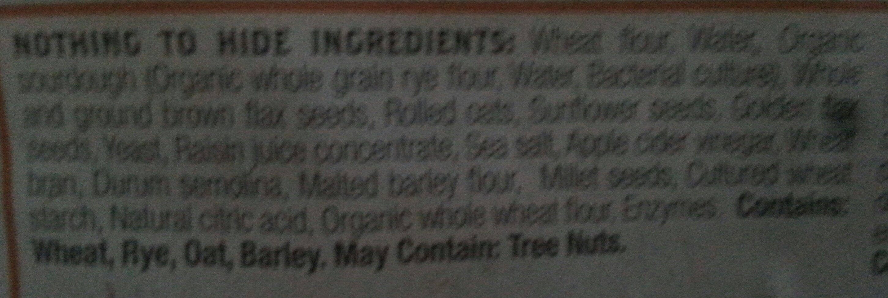 Stonemill- Authentic Sourdough rye - Ingredients