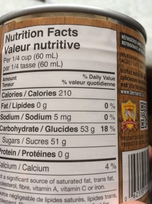 Sirop d’erable - Nutrition facts - fr
