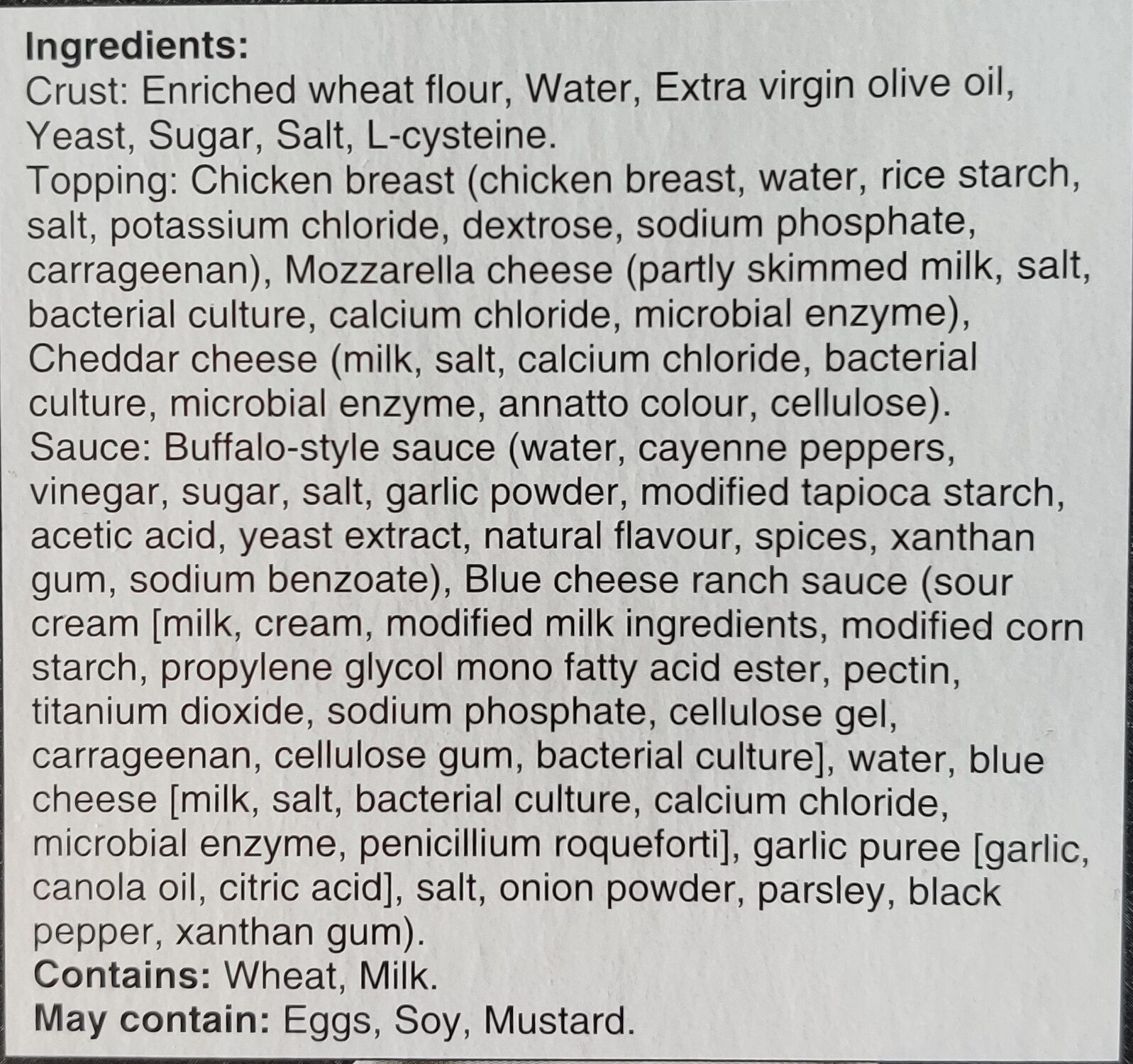 Buffalo-Style Ranch Chicken Flatbread - Ingredients
