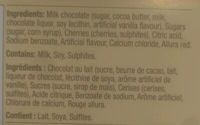 100% Liquid Center Chocolate Covered Cherries - Ingrédients