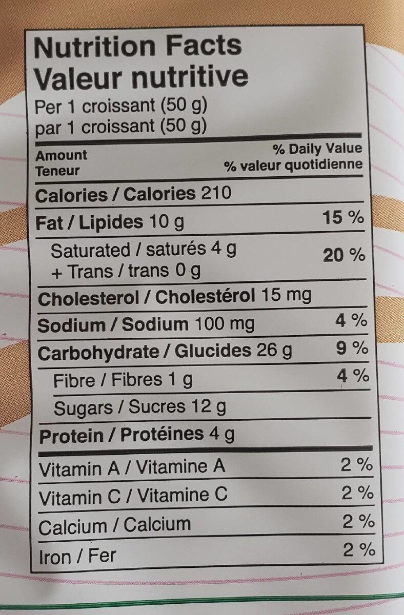 Croissants - Cocoa Cream Filling with Pectin - Nutrition facts - fr
