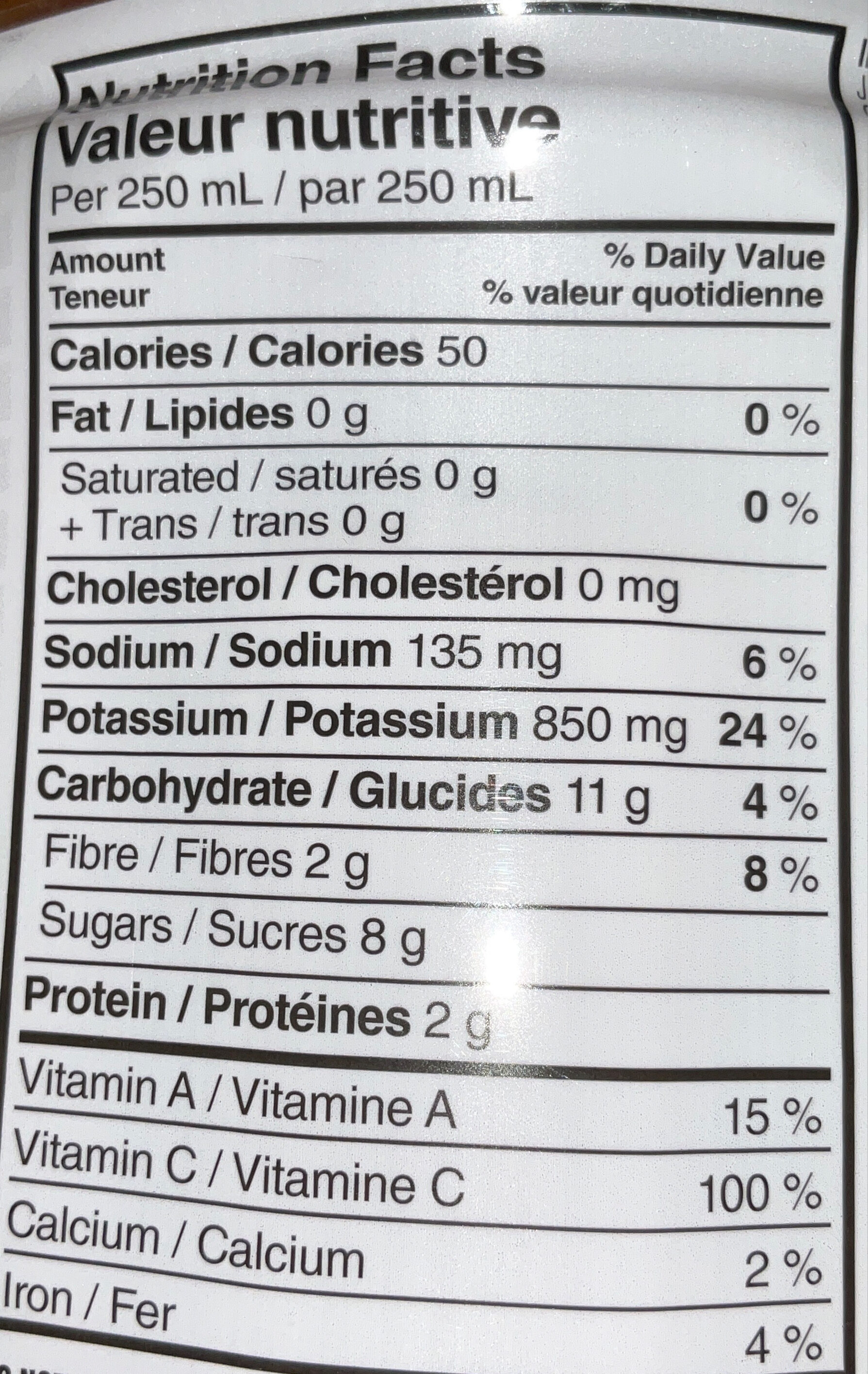 Low Sodium V8 - Nutrition facts