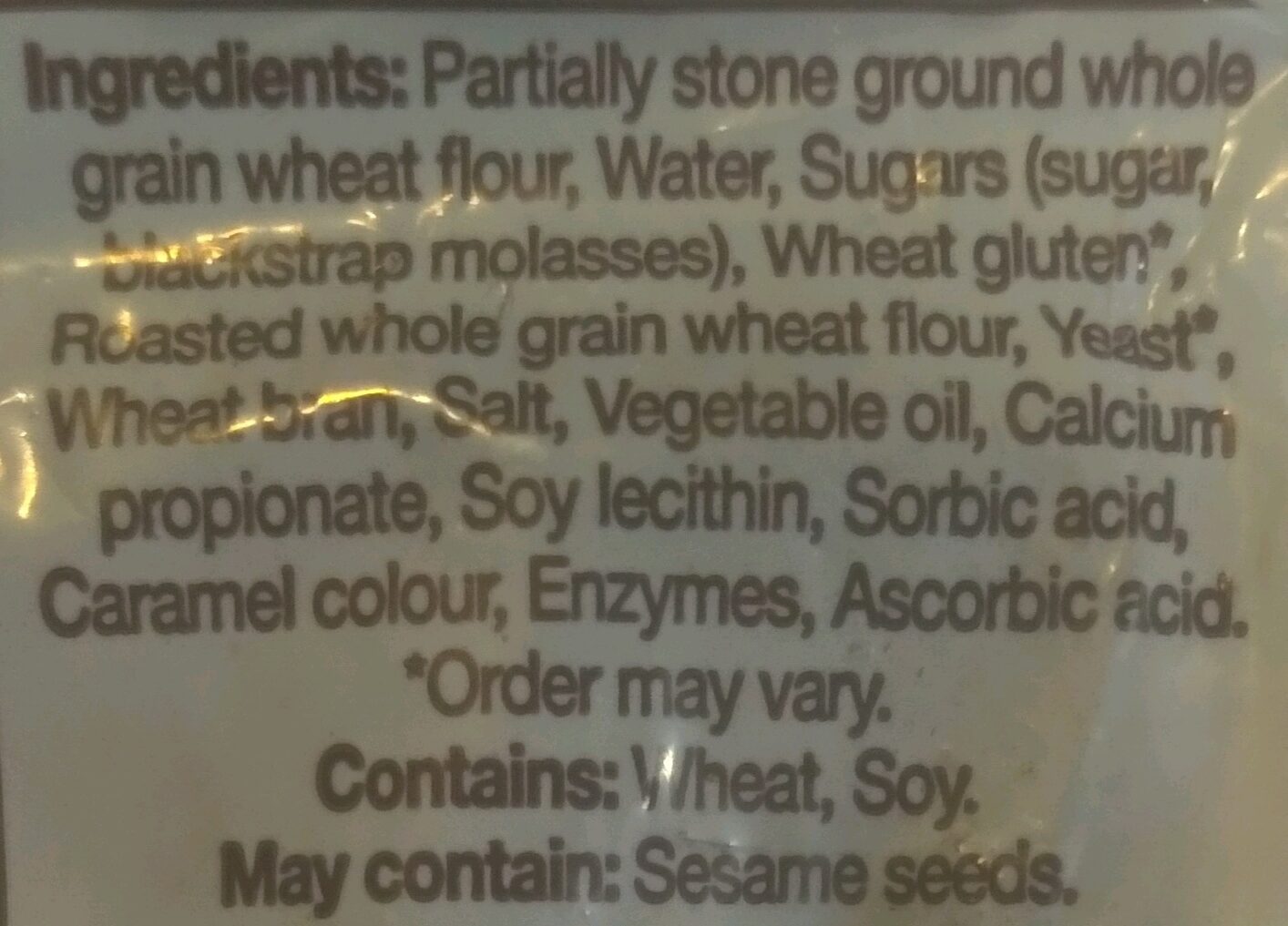 Stone Milled Bread - Ingredients