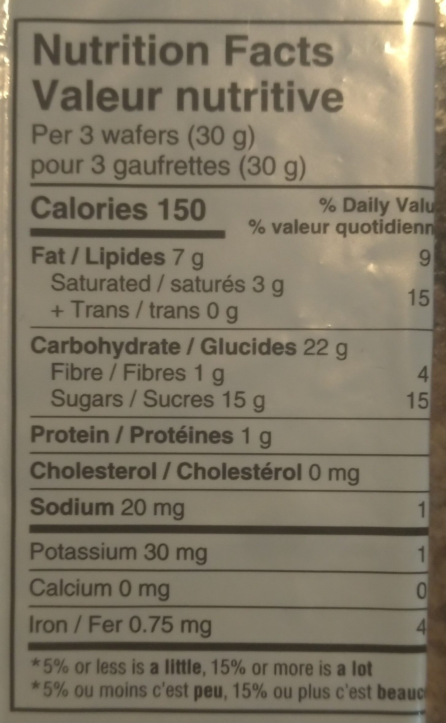 Chocolate Flavoured Cream Filled Wafers - Nutrition facts