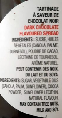 Tartinade Chocolat Noir - Ingredients