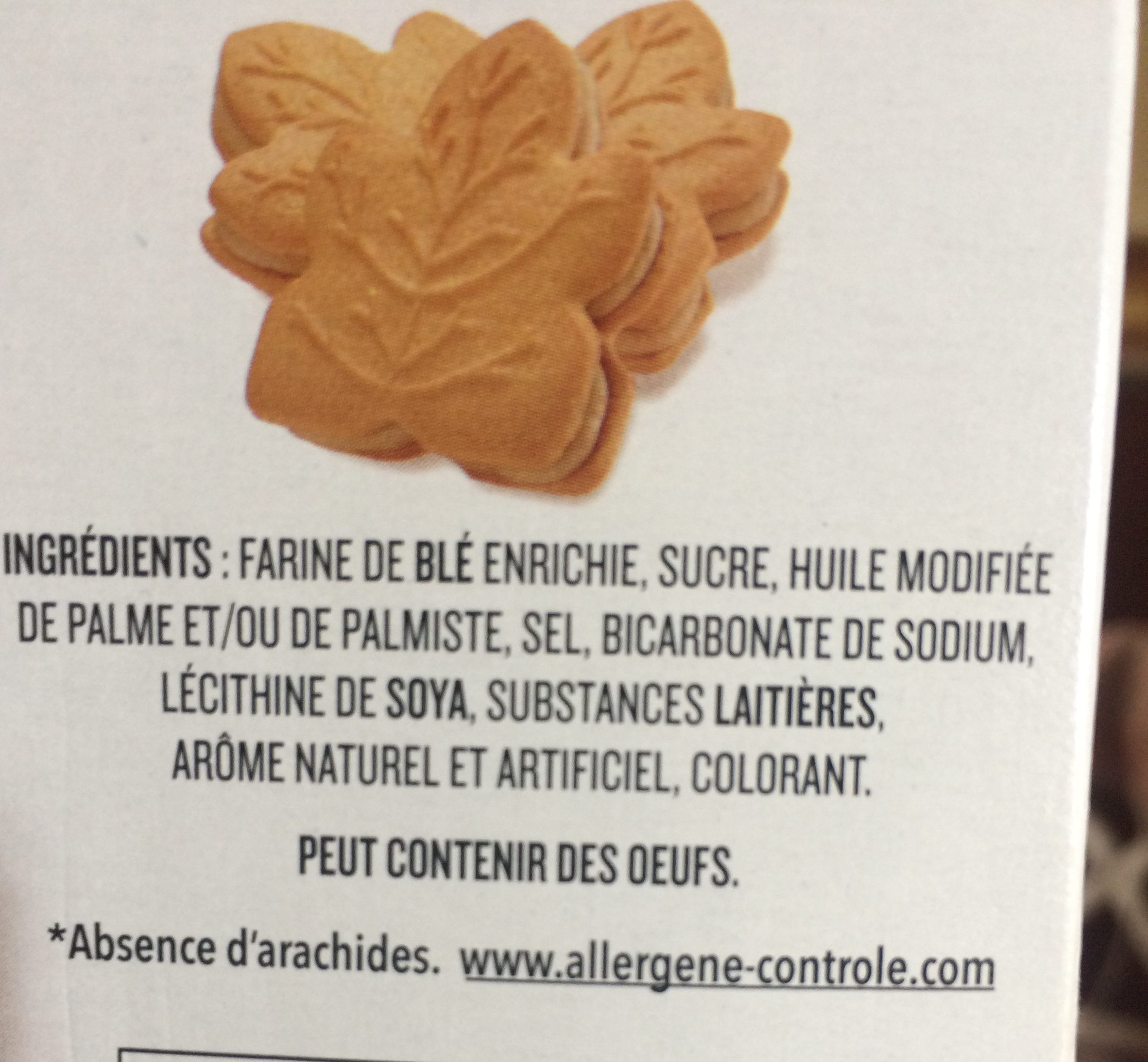 Biscuits Crème Feuille D'érable - Ingrédients