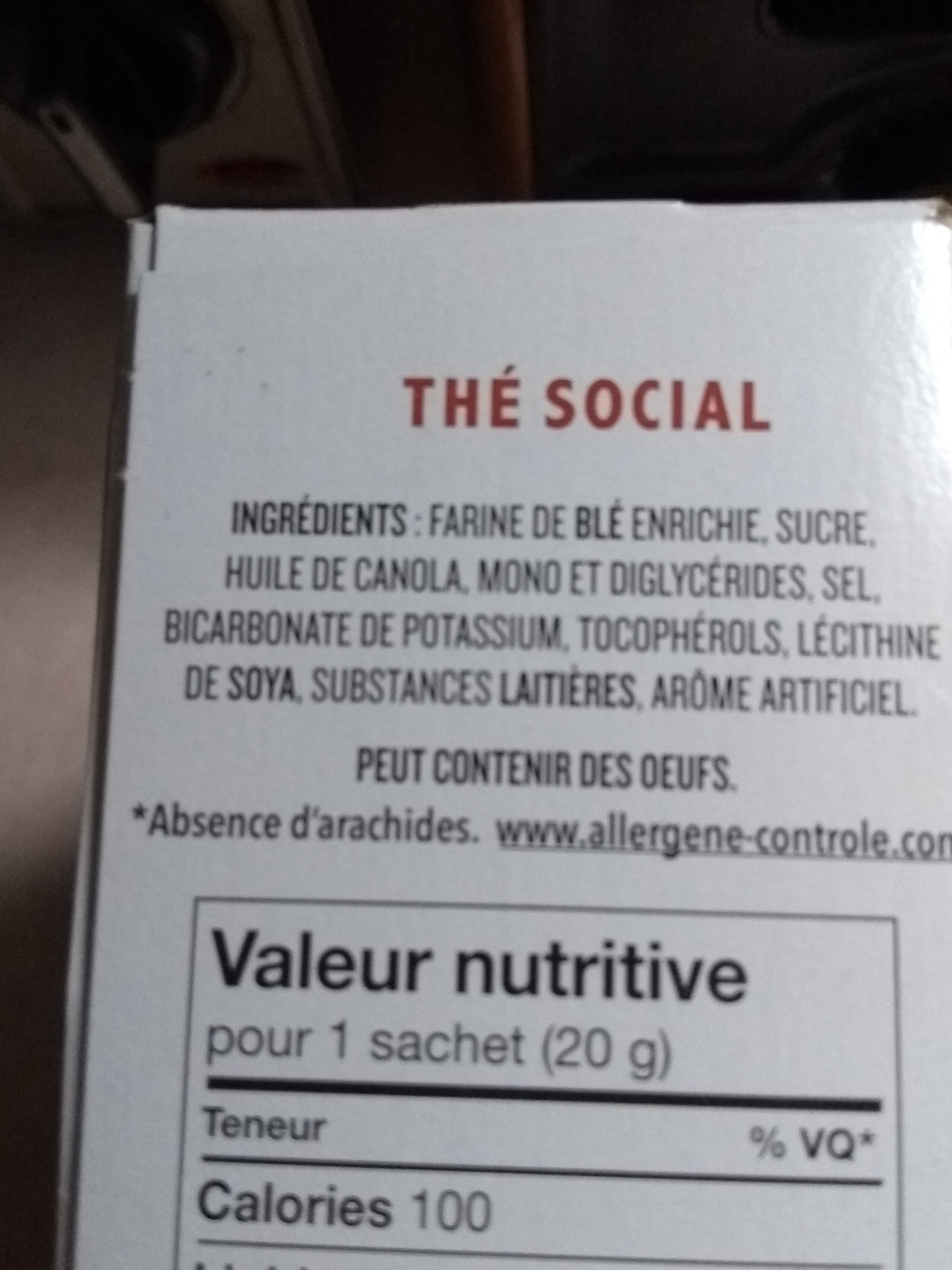 Biscuits Tradition 1905 (thé Social) - Ingredients - fr
