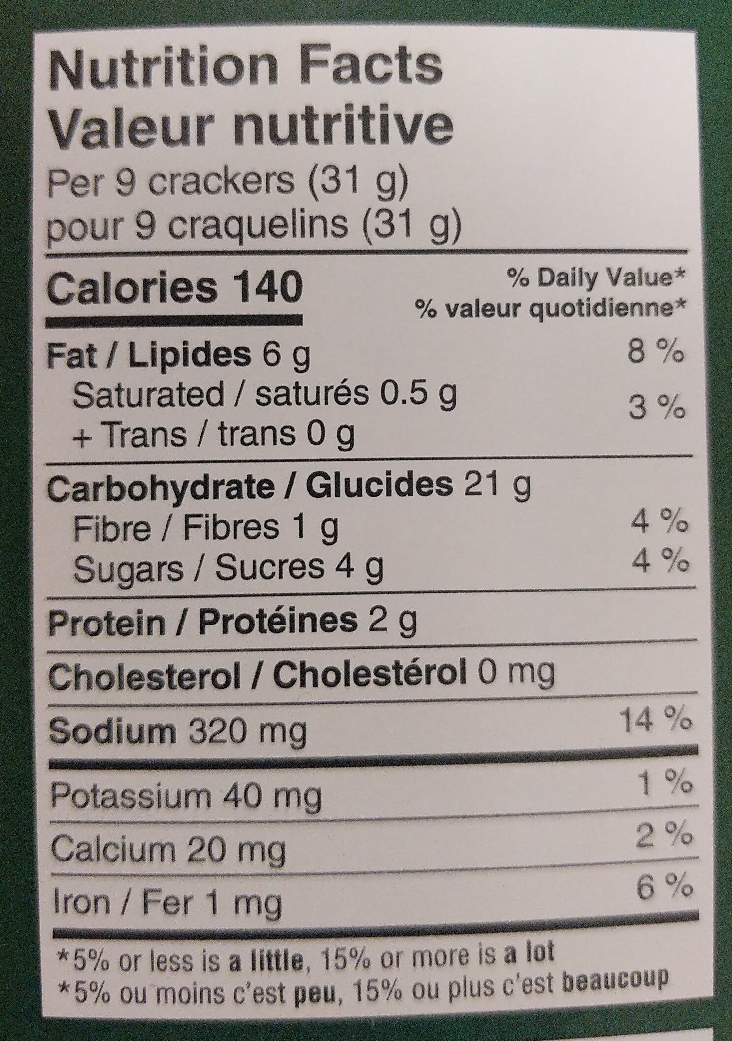 Club Crackers - Nutrition facts