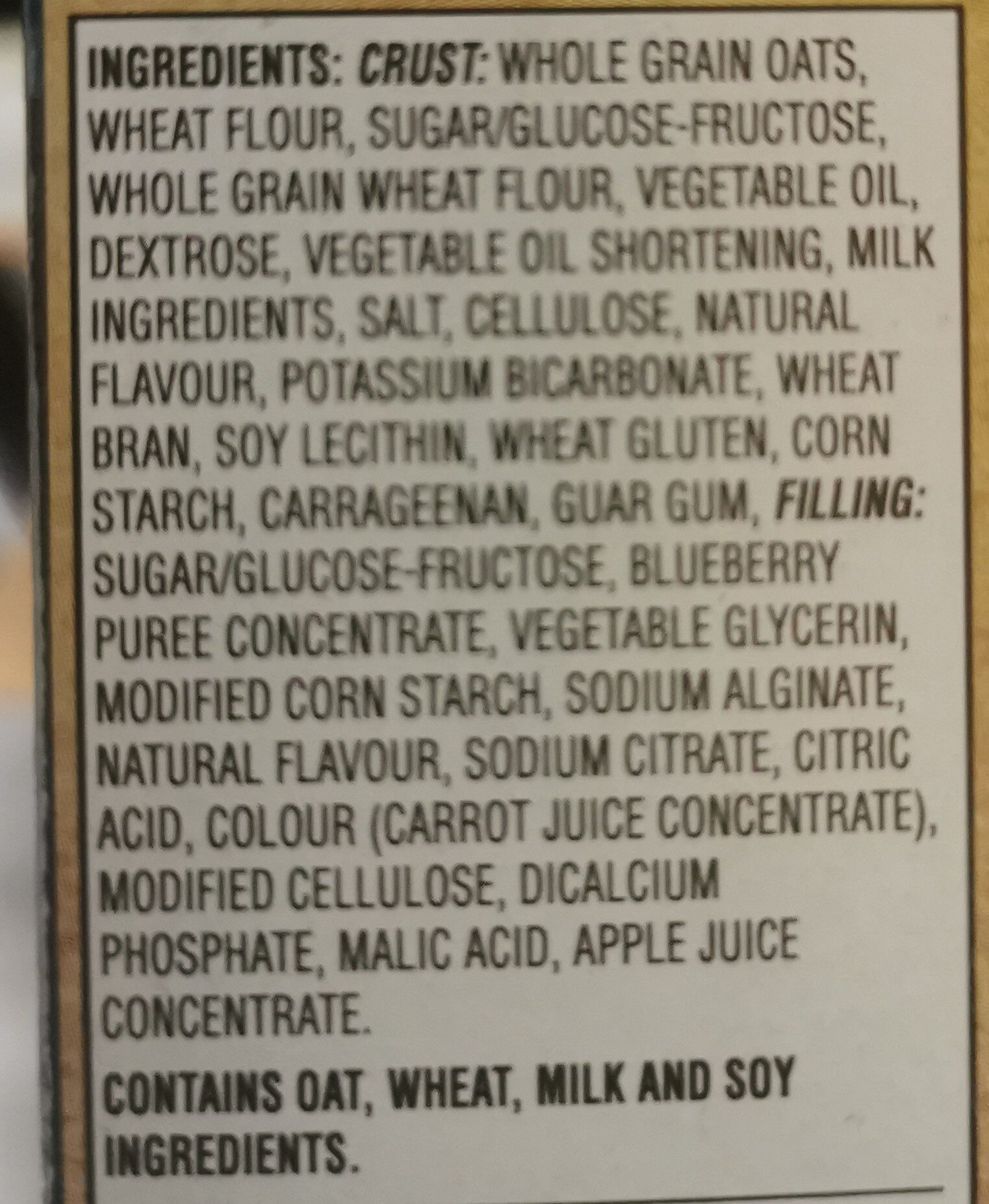 Barres De Céréales Nutri-grain (bleuets) - Ingredients